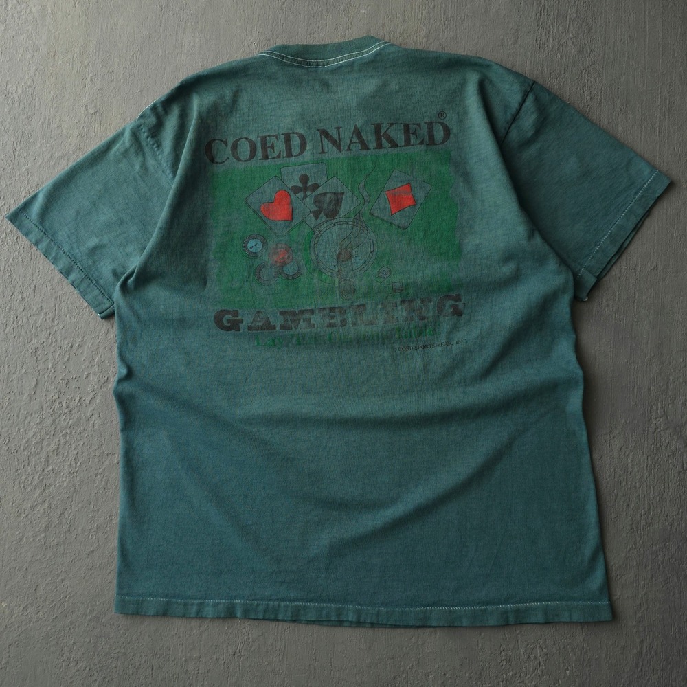 Vintage 90s Coed Naked Green Gambling T-shirt XL Made in USA